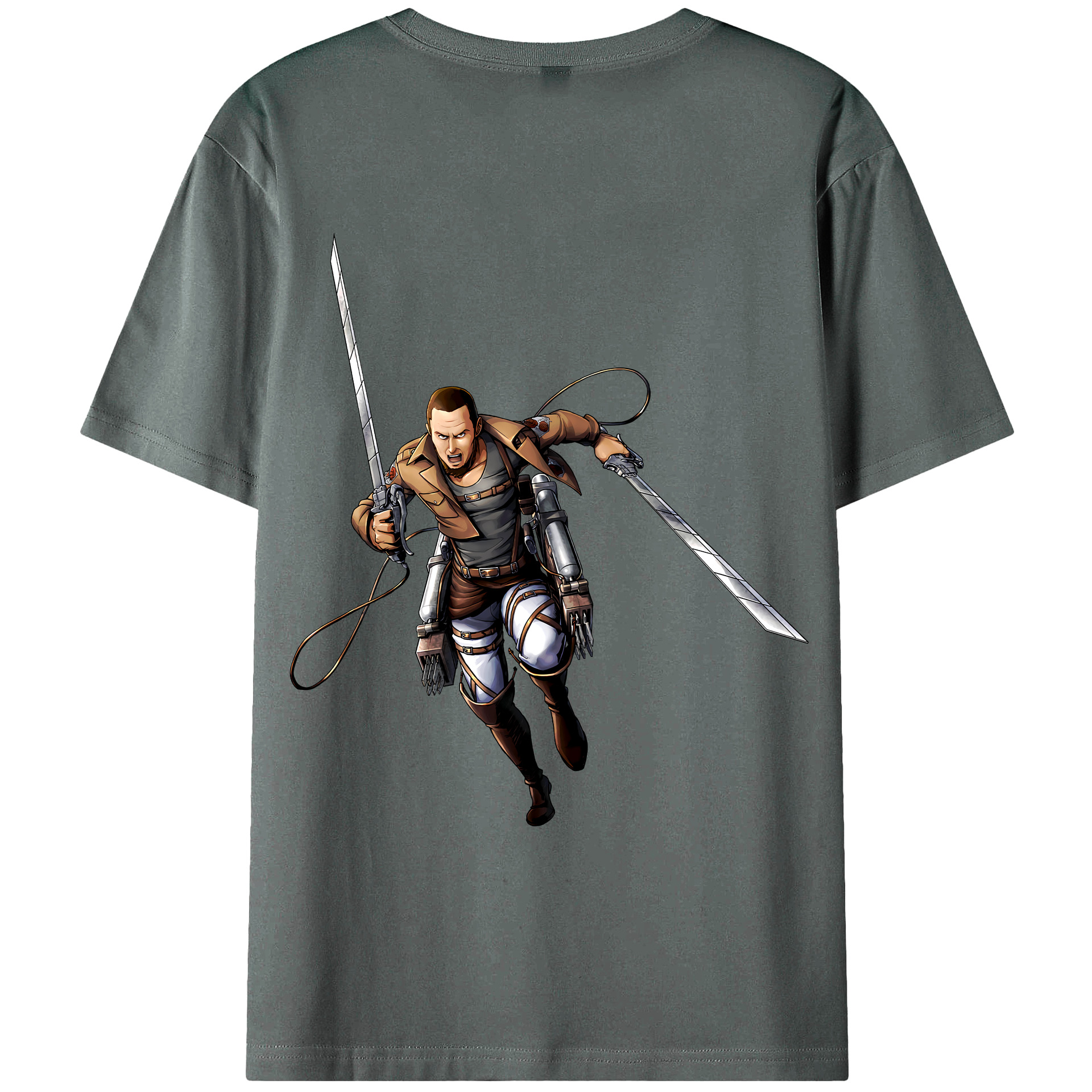 （画像用） 進撃の巨人 Attack on Titan 綿100％ メンズ半袖Tシャツ（バックプリント） 通気性